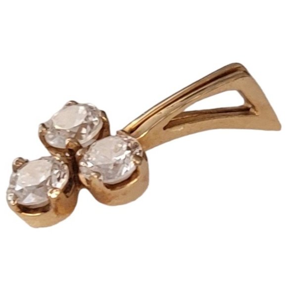 14K Yellow Gold CZ Cubic Zirconia Cluster Pendant E138 - Picture 2 of 9